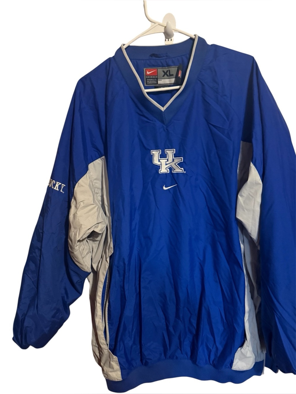 Nike Royal Blue and White UK Wildcats Pullover windbreaker men’s shirt xl extra